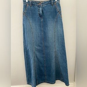 Anthropologie vintage denim maxi skirt